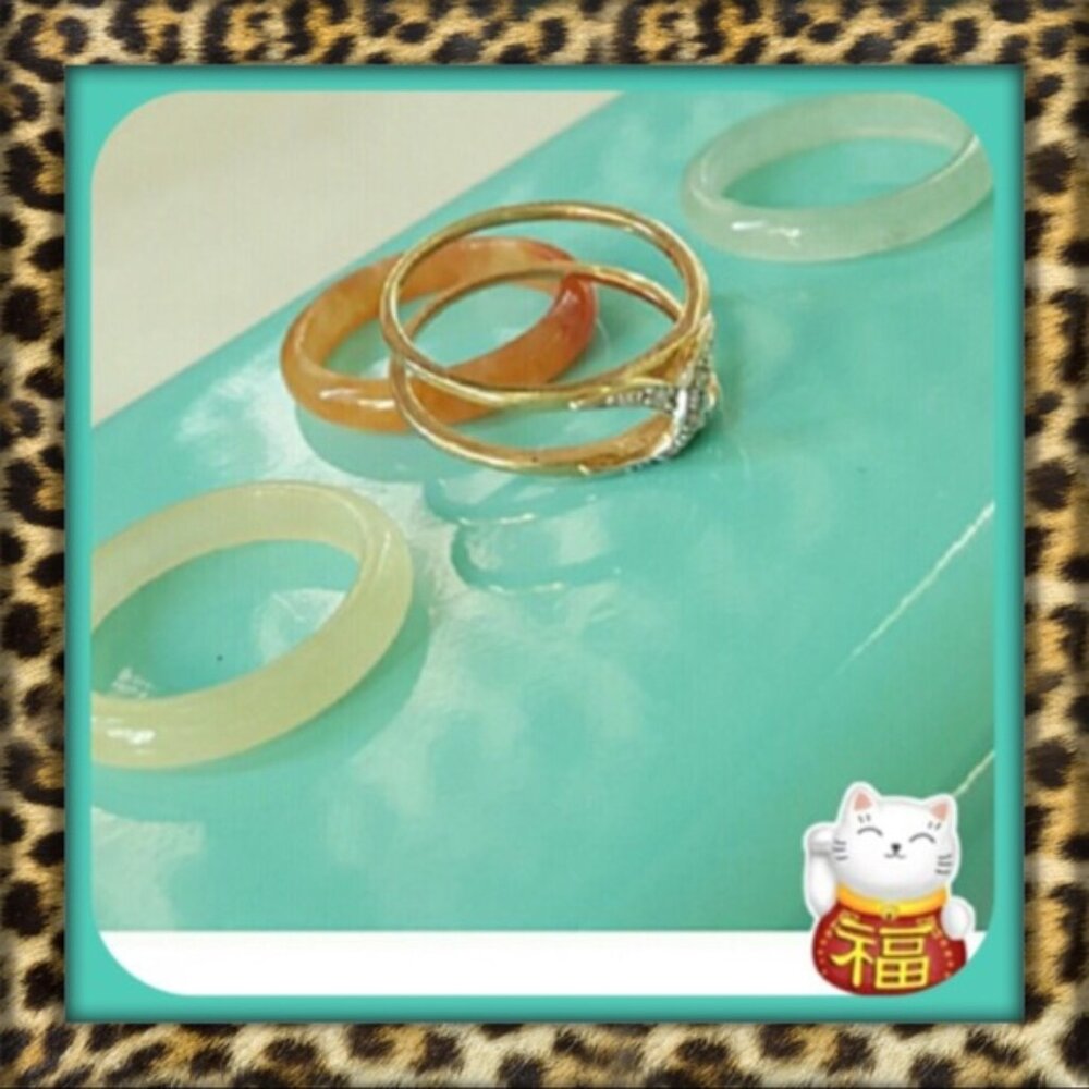 3 Genuine Multicolor Jade Interchangeable Ring Set - image 1